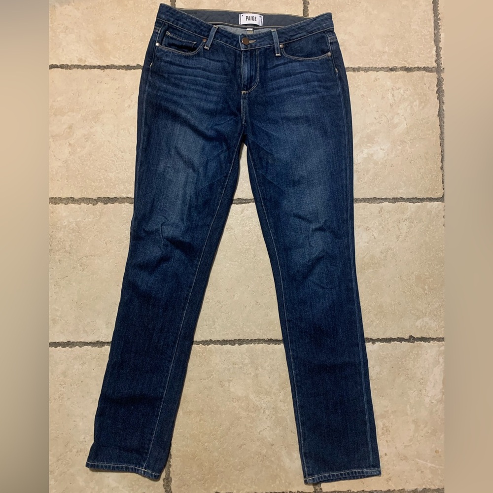PAIGE Jimmy Jimmy Skinny Dark Blue Wash Denim Jeans Womens Size 25